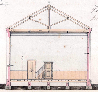 A section through the chapel of 1854 in Pleasant Place [CDE48/3]